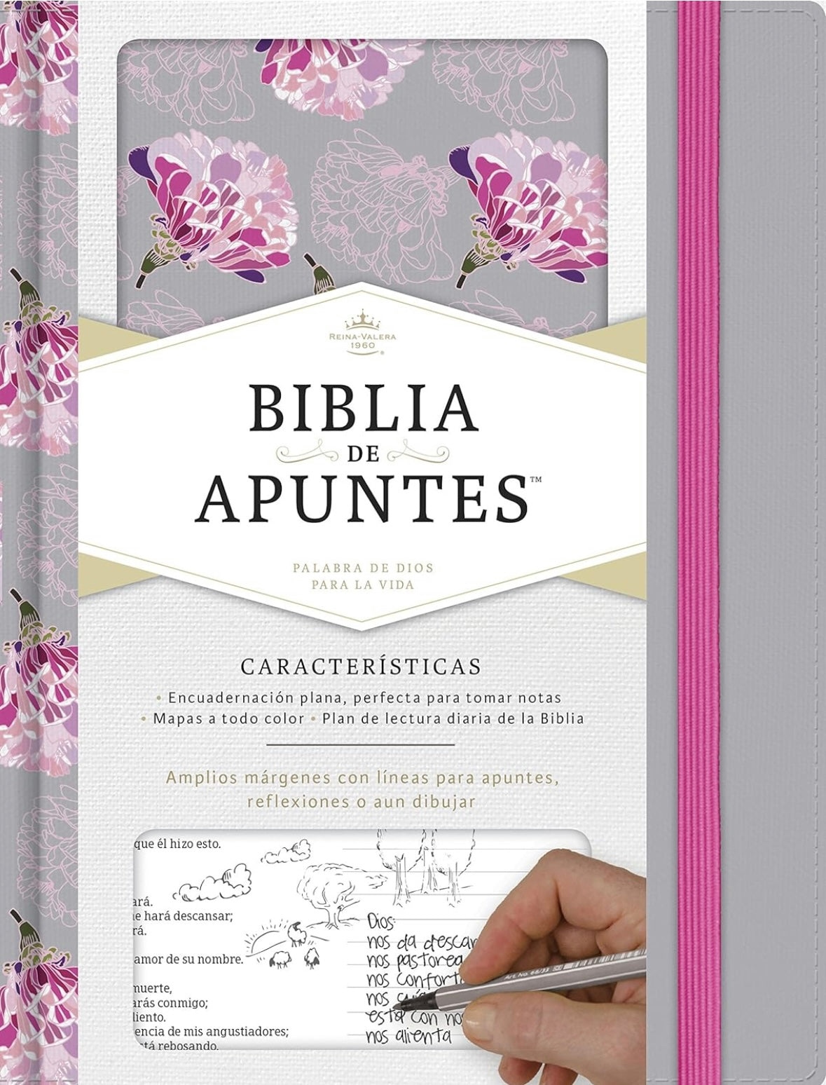 Biblia de apuntes Reina Valera 1960, Gris Floreada