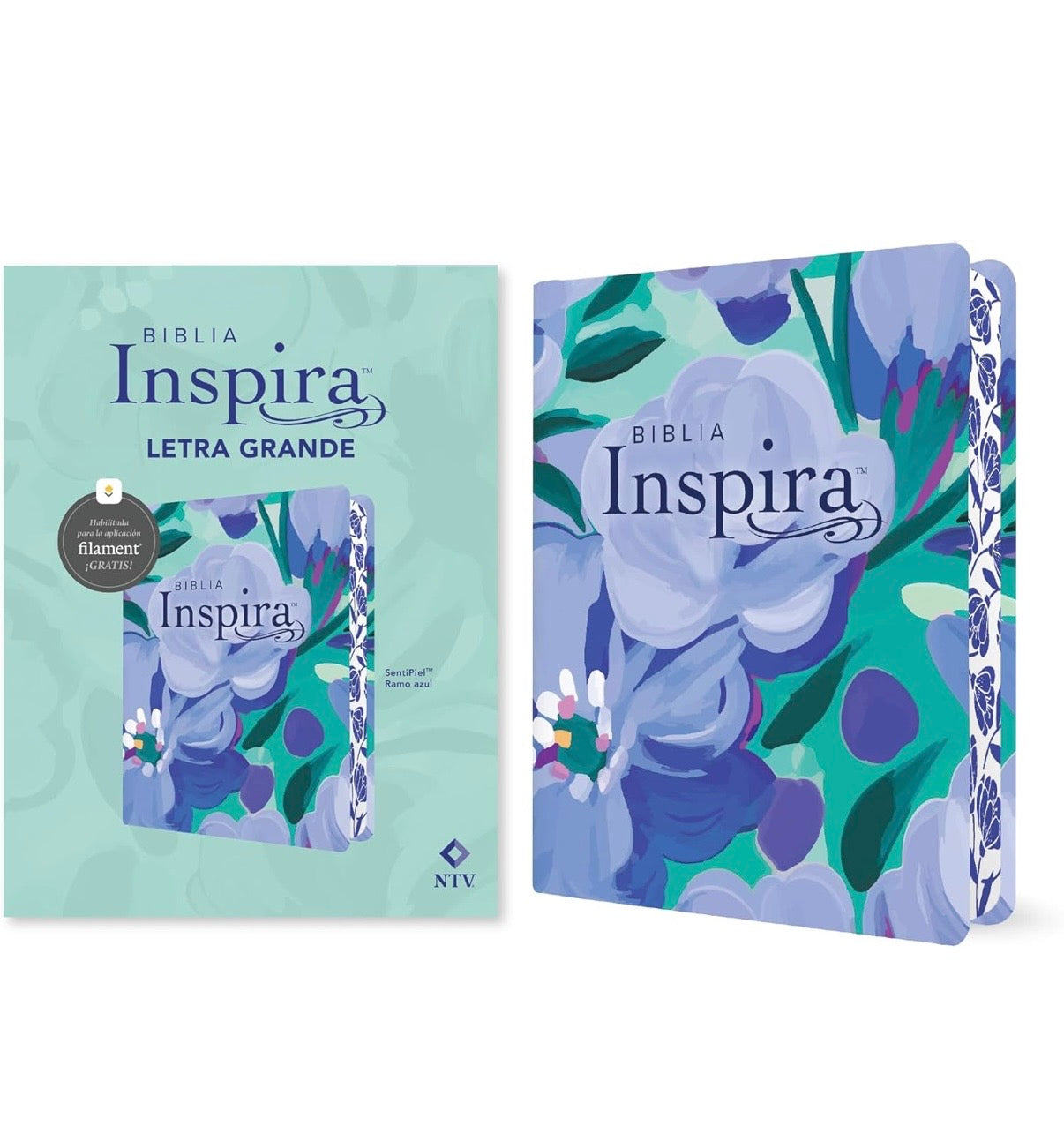 Biblia Inspira Letra Grande SentiPiel Ramo Azul