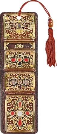 Separador, Marcapáginas antiguo con cuentas en el lomo de un libro