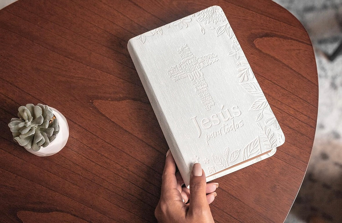 Biblia Jesús para todos, RVR60, Letra grande, Piel Marfil