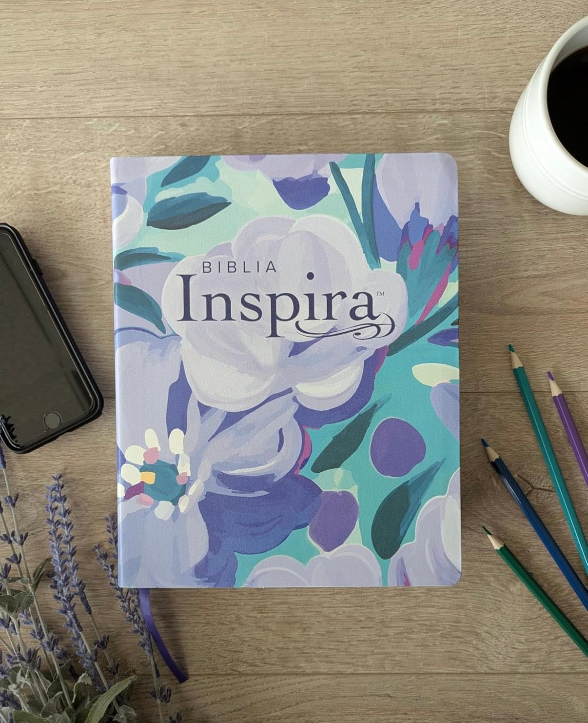 Biblia Inspira Letra Grande SentiPiel Ramo Azul