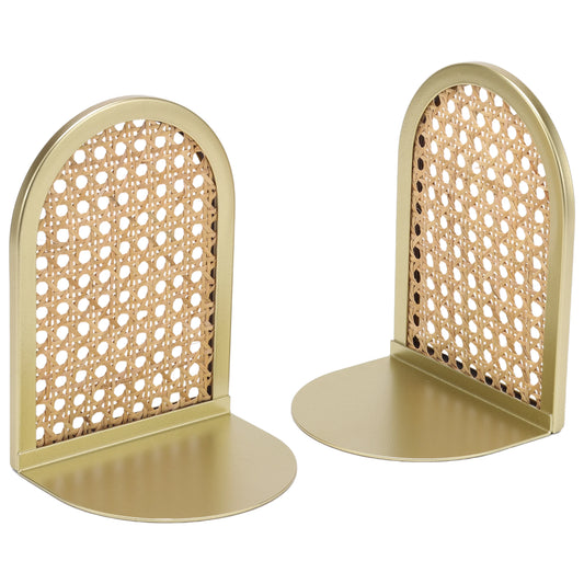 Bookends de Rattan y Metal Dorado