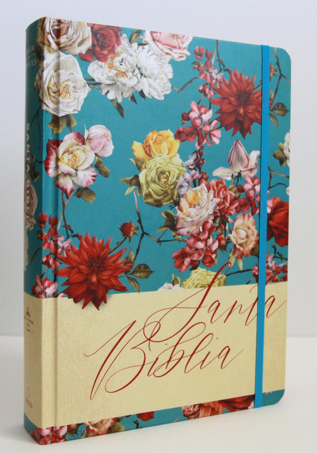 Biblia de Apuntes RVR 1960 Tapa dura, Azul celeste con flores (Edición cantos pintados)