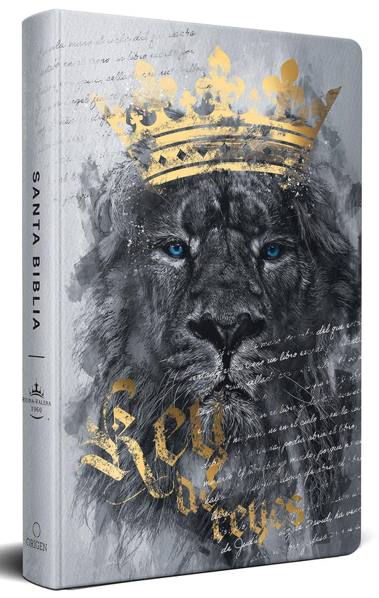 Biblia RVR60 letra grande tamaño manual, tapa dura León Rey de Reyes, Tapa Dura
