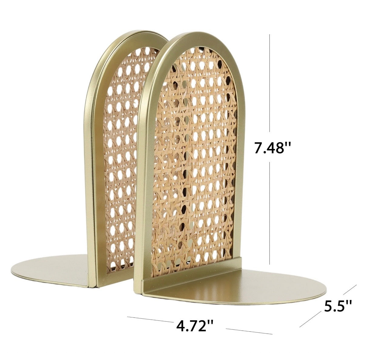 Bookends de Rattan y Metal Dorado